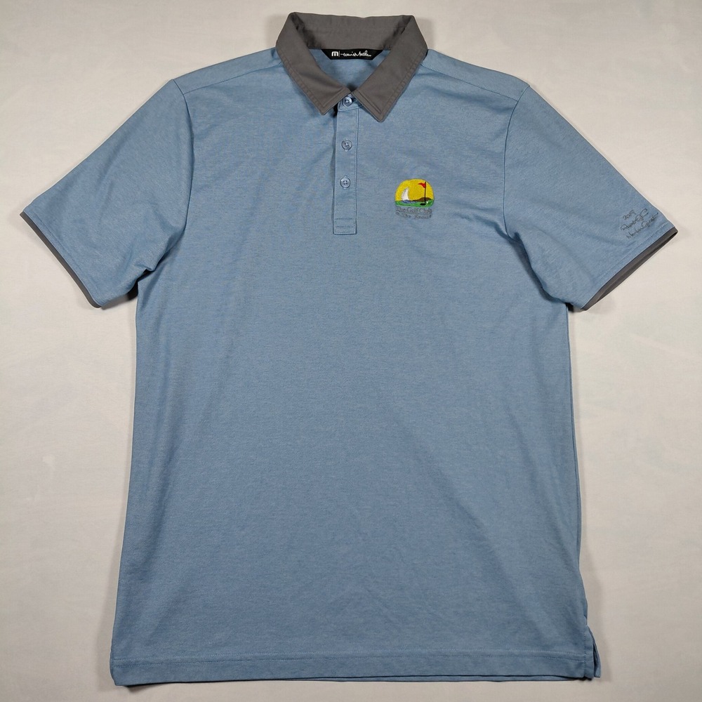 Travis Mathew Mens Polo Shirt Blue Gray The Golf Club Resort Pima Cotton Size M - Picture 6 of 15